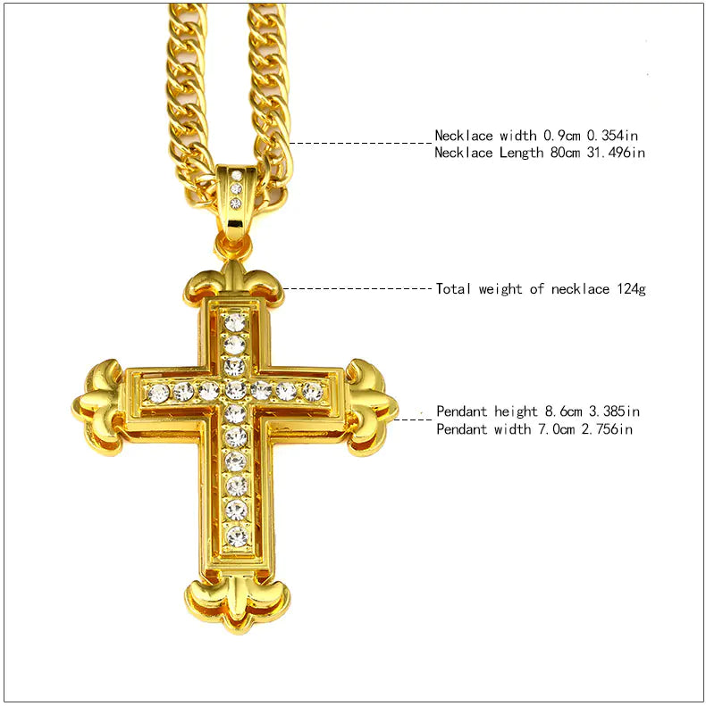 Double Layer Rhinestone Cross Necklace