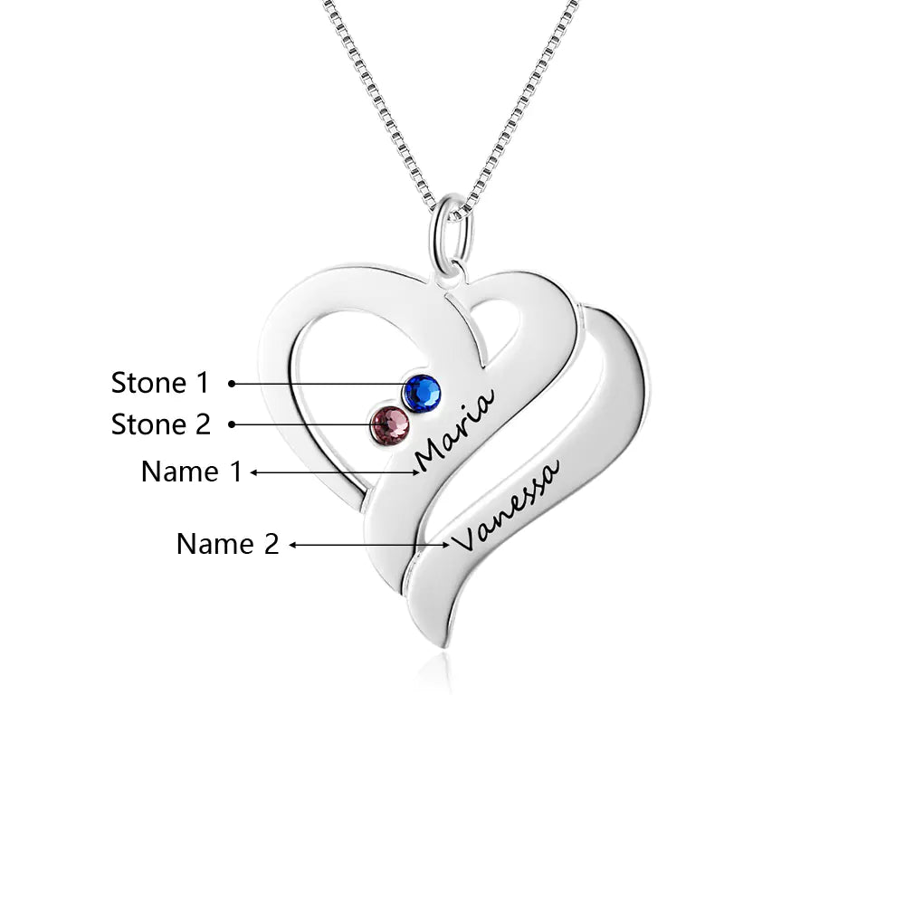 Custom Birthstone Necklace With Heart Pendant