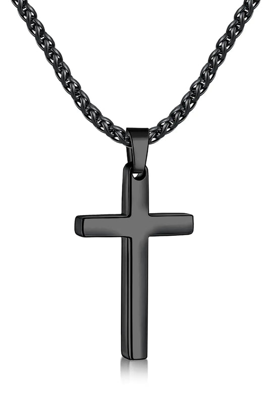Black Stainless Steel Cross Necklace