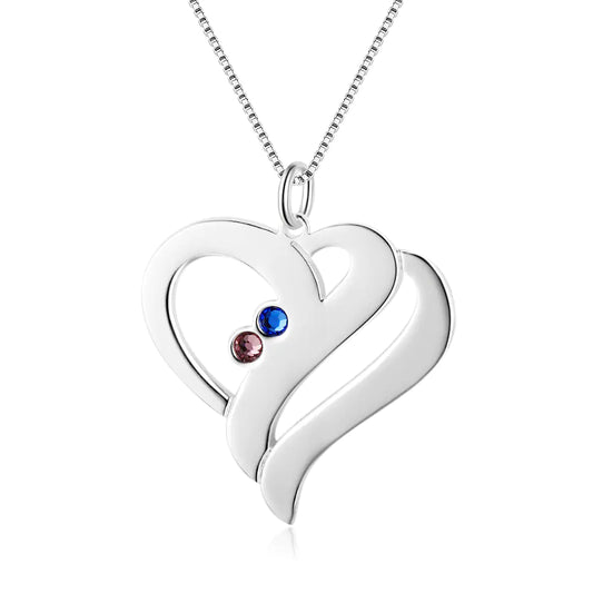 Custom Birthstone Necklace With Heart Pendant
