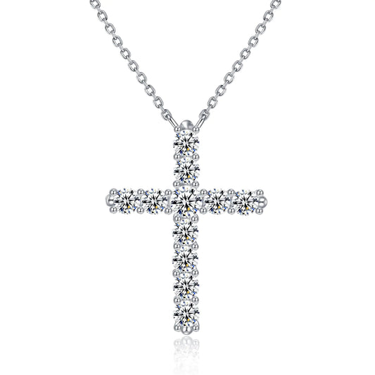 14k White Gold Cross Necklace