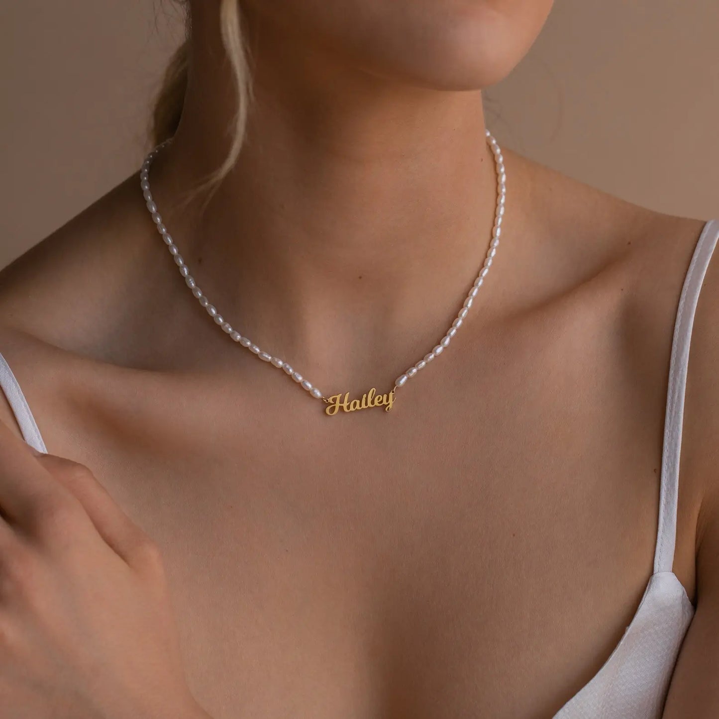DIY Pearl Necklace with Personalized Name Engraving