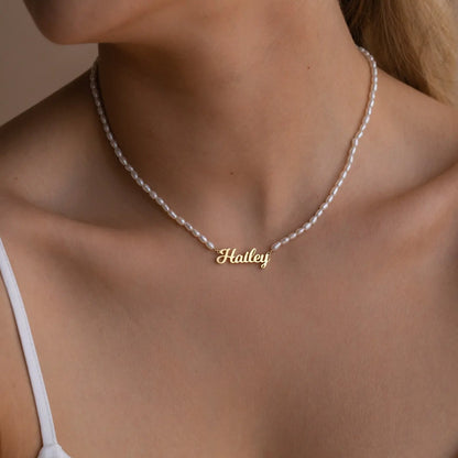 DIY Pearl Necklace with Personalized Name Engraving