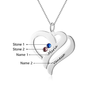 Custom Birthstone Necklace With Heart Pendant
